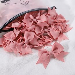 10PCSLOT Ribbon Grosgrain Pigne-noton Bows Elastic Ties Bands Holders Girls Baby Accessoires pour nourrissons 240515