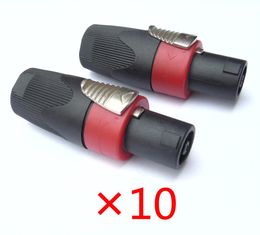 Lot de 10 haut-parleurs à 4 pôles, haute qualité, rouge, verrouillage, prise mâle, châssis, prise de haut-parleur, câble Audio, connecteur 7385794