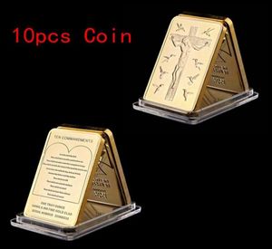 10pcslot Jesus Christ 10 Commandments Barlion Bar Craft 24k Gold Plated Challenge COIN4685481