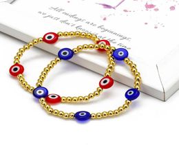 10 pcslot Bracelet de perles œil porte-bonheur turc mauvais œil perles en or Bracelet coloré bijoux réglables pour femmes 6374612