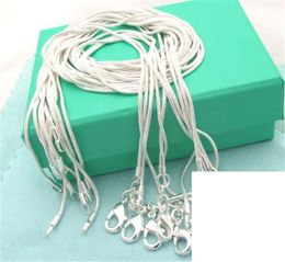 Promotion 10pcslot! Gros 925 Sterling Silver Fine Jewelry Snake Chain 1mm Collier pour Femmes Hommes