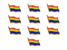 10pcslot Rainbow Flag Lapel Pon Colors Gay Pride Hat Tack Pins Mini Broches para Bolsas de ropa Decoración2199707