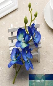 10PCSLOT Bouquet d'orchidée artificielle de soie pour les fournitures de décoration de fête de mariage à domicile Orchis Plants bricolage Blue White3635257