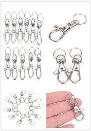 10PCSlot Silver Metal Classic Key Chain Diy Bag Sieraden Ring Swivel Lobster Clasp Clips Key Hooks Keychain Split Ring Wholeales3949683