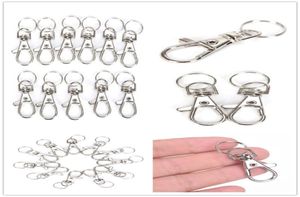 10pcslot argent métal classique porte-clés bricolage sac bijoux anneau pivotant mousqueton clips porte-clés crochets porte-clés anneau fendu Wholeales1075619