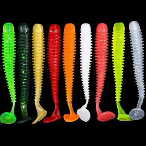 10PCSlot Soft Lures Silicone Worms Baits 45cm 6 cm 7cm Jigging Wobblers Vissen kunstmatige zwembaits voor baskarpertackle 240522