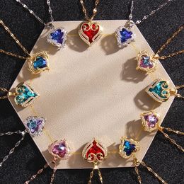 10pcslot en acier inoxydable or argent couleur zircon coeur pendant chaîne collier pour femmes bijoux de mode fête cadeau en gros 240507