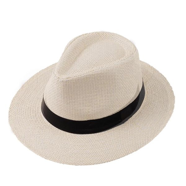 10pcslot été plage vacances Panama Jazz chapeau crème solaire tissé à la main paille soleil hommes femmes Hawaii décontracté parasol Gangster casquette 240320