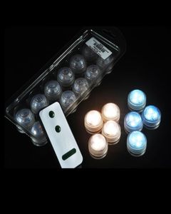 10pcsLot SUPER Bright Linternas de iluminación al aire libre 3CM Mini debajo del florero Floral 3LED Sumergible Torre de boda Luz de té con control remoto6149233