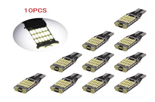 Lote de 10 bombillas LED Canbus T15 4014 45SMD para coche, superbrillantes para lámpara de freno para automóvil, luces de marcha atrás, luz de giro 12V3190282