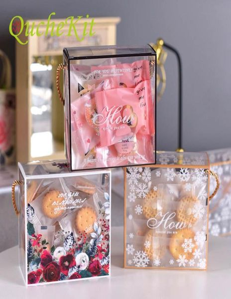 Boîte transparente à biscuits et bonbons, lot de 10 pièces, boîtes d'emballage de biscuits au nougat, coffrets cadeaux de boulangerie de noël, supports de cadeaux de fête 6862915