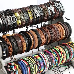 10pcslot de cuero vintage de pulseras ajustables de brazalete para mujeres regalos de joyería de moda de estilo mezcla 240513