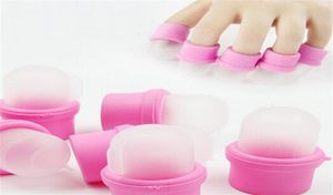 10pcslot Wearable Nail Soak Polish Remover DIY Acryl UV Gel Cap Wrap Roze Siliconen Nail Art Tool Set10PCSLot5494752