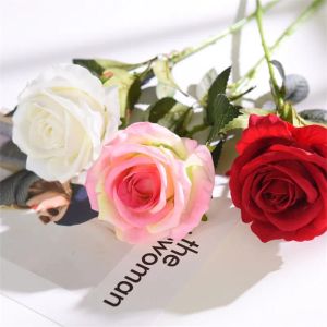 10PCSlot Bruiloft Decoraties Real Touch Material Artificial Flowers Rose Bouquet Home Party Fake Silk Single STEM Bloemen