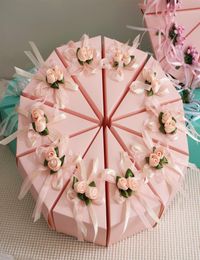 10pcslot Bodas Favor Holders 2021 Caja de dulces de trilater de pastel con fiesta de cumpleaños de flores Baby Shower Cajas de regalo de chocolate2498761