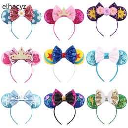 10pcslot al por mayor Glitter copo de nieve orejas de la cabeza del mouse Festival Festival Band Girl Girl Princess Wom Women Party Hair Accessories 240417