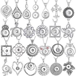 10 pcslot gros bouton pression collier hibou fleur coeur pendentif rond 18mm boutons bijoux colliers 240329