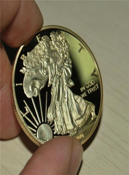 10 pcslotAmerican Eagle Gold Clad Coin2000 liberty American Eagle 20 Dollars pièce en métal doréeffet miroir 8927395