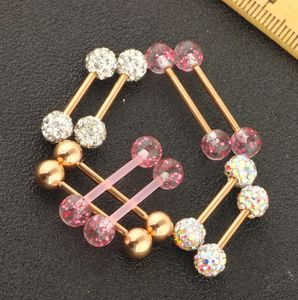 10pcspack piercing bijoux anneau de mamelonIndustriel Barbell Langue PiercingCrystal Ball Nez Oreille Stud Mamelon Lèvre Piercing Corps Jew8597779