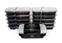 10PCSSet 2 Compartiment maaltijd voorbereiding plastic voedselcontainer lunchbox Bento picknick ecofvriendelijk met deksel microwavable lunchboxes c1905136776