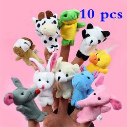 10 pezzi set burattini da dito animali bambini cartone animato animale giocattoli di peluche bambini bambola burattino morbido bambino racconta bambole di stoffa mano dito 220531