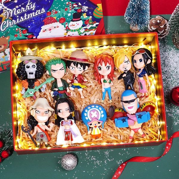 10 pièces ensemble Figure d'anime Kawaii personnage de dessin animé Luffy Zoro Chopper Robin Frank Hancock Nami Figurine d'action modèle 240129