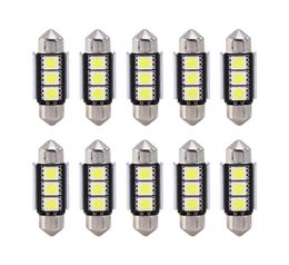 10PCSSet Auto Auto 36mm CANBUS Fout 3 LED 5050 SMD 6418 C5W Kenteken Dome Led Gloeilamp9233315