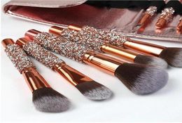 Juego de 10 brochas de maquillaje de diamantes para mujer, herramienta de maquillaje para mezclar contorno, base, sombra de ojos, con bolsa de cosméticos 1110067