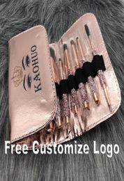 Juego de 10 brochas de maquillaje de diamantes para mujer, herramienta de maquillaje para mezclar contorno, base, sombra de ojos, con bolsa de cosméticos 2904778