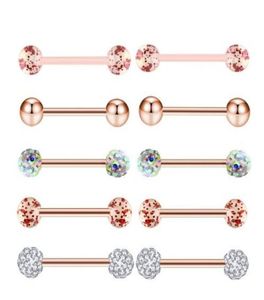 10pcset gouden roos tong ringen roestvrijstalen acryl oorbellen barbells body tragus piercing sieraden tepelring5110408