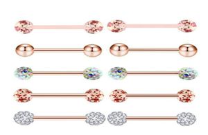 10 pièces or Rose langue anneaux en acier inoxydable acrylique boucles d'oreilles haltères corps Tragus Piercing bijoux mamelon Ring7796199
