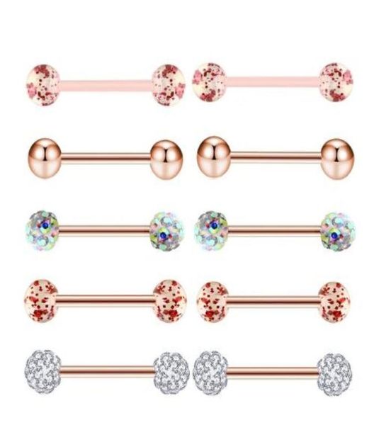 10pcSset Gold Rose Tongue Ronteaux en acier inoxydable Boucles d'oreilles acryliques HARCHELLES CORPS Tragus Piercing Bijoux MinDende Ring5110408