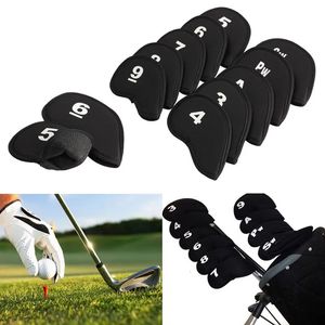 10pcSset Golf Head Covers Club Iron Protector Néoprène Accessoire Black Golfer Light Gift For Kids Children 240424