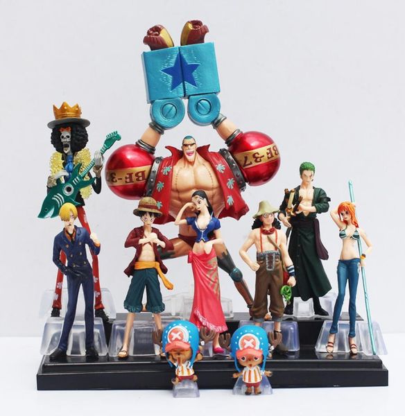 10pcSset Anime Japanese One Piece Action Figure Collection 2 ans plus tard Luffy Nami Roronoa Zoro Handdone Dolls C190415019120943