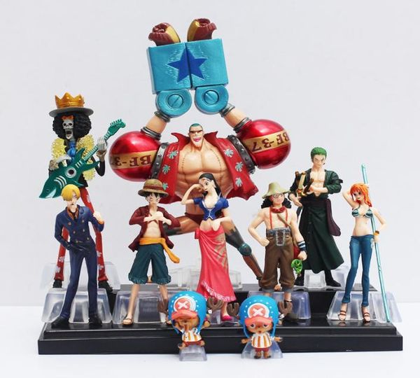 10pcSset Anime Japanese One Piece Action Figure Collection 2 ans plus tard Luffy Nami Roronoa Zoro Handdone Dolls C190415019343300