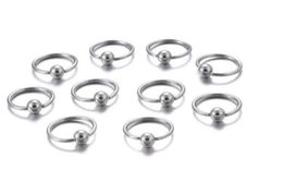 10 stuks set neusring piercing lichaam sieraden stalen hoepel ring sluiting voor lip oor neus verzilverde bal lichaam sieraden7058080