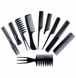 10pcsset Professional Hair Ceph Circ Barber Barber Combs antiestáticos Cepillo para el cabello Herramientas de estilo de peinado3907723