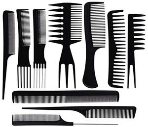 10pcseset professionnel à cheveux brosse à peigne Salon Barber anti-statique Fine à dents fins brosse à cheveux coiffure coiffe