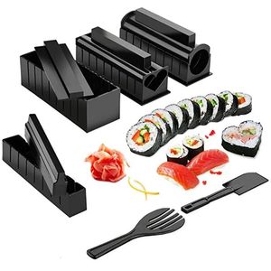 10 Stuks Set Sushi Maken Kit Japanse Rijst Bal Cake Roll Mold Diy Thuis Tool Plastic Keuken Maker Gereedschap 240103