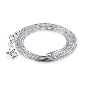 925 Sterling Silver Snake Chain Kettingen voor Vrouwen Hanger Ketting Sieraden Accessoires Maken Kreeft Sluiting Maat 1.2mm Lengte 10 