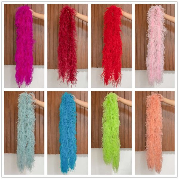 Garnitures Boa 6 plis de haute qualité, plumes d'autruche, vêtements de Cosplay de fête, châle personnalisé multicolore, vente en gros, 10 pièces