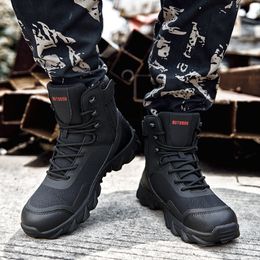 Bottes militaires hommes chaussures décontractées en cuir véritable plate-forme imperméable bottes de Combat pour hommes bottes tactiques armée Botas noir