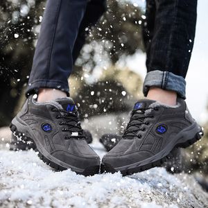 Hiver hommes bottines de neige unisexe décontracté chaussures en cuir en plein air hommes bottes de randonnée Couples baskets chaud fourrure militaire Bot amoureux