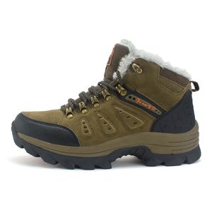 Hiver hommes bottes de neige avec fourrure bottes de neige en cuir chaud hommes hiver travail chaussures décontractées baskets haut en caoutchouc cheville bottes de randonnée