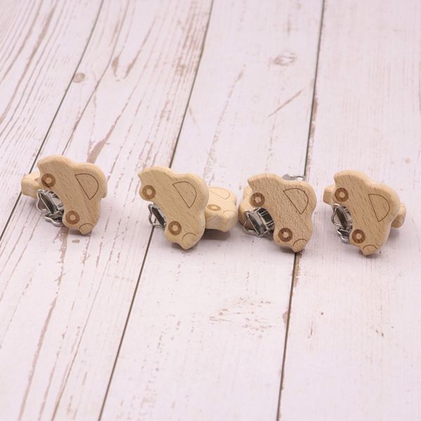 10PSC Beech en bois étoile animal teether véhicule bébé habitant personnalisable plage alimentaire de dentition en bois