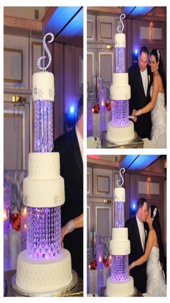 10quot rond Luxury Luxury Crystal brins 2 niveaux Stand de gâteau de mariage de décoration de fête3372646