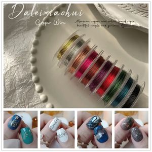 10 Rollen Metalen Lijn Metaalkleur Koper Lente Nagels Accessoires Nageldecoratie DIY Draad Pro Charm Decoraties 10 M/Rol 240307