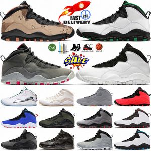 Chaussures de basket-ball 10S Men Jumpman 10 10e anniversaire Seattle Steel Cement Tinker Bulls Over Broadway Orlando Light Huarache Sneakers Outdoor Sports Trainers