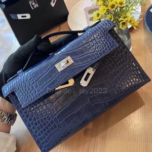 10s entièrement fait à la main Sac de créateur sac slant sac limité classique luxe 22 cm tailles importées américaines crocodile cuir réel skin en cire d'abeille cousue avec boîte