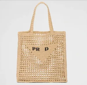 Соломенная сумка-тоут 10S. Летняя дизайнерская сумка на плечо. Пляжная сумка. Модная сетчатая полая тканая сумка для покупок.